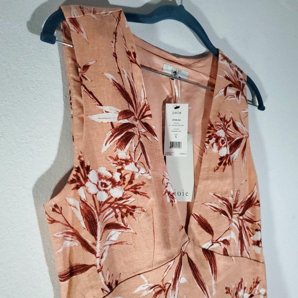 Joie Ethelda Floral Waist Tie Linen Dress S - Picture 5 of 10